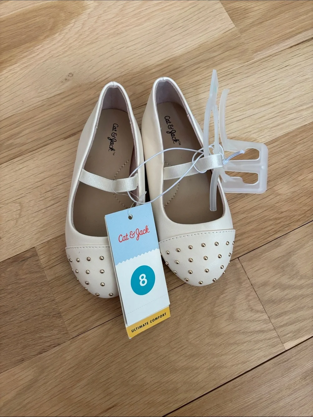 Cat & Jack Cream Studded Mary Jane Flats 8T NWT